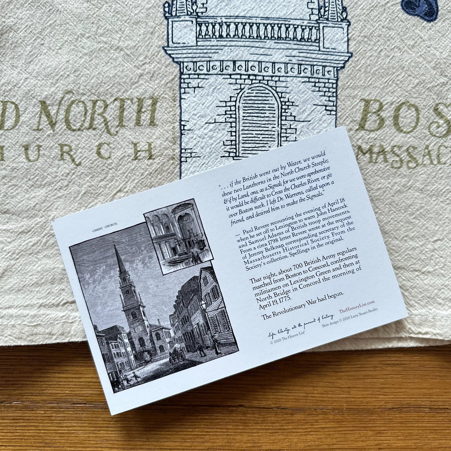 "One if by land" Tea towel celebrating the midnight ride of Paul Revere — Made in America