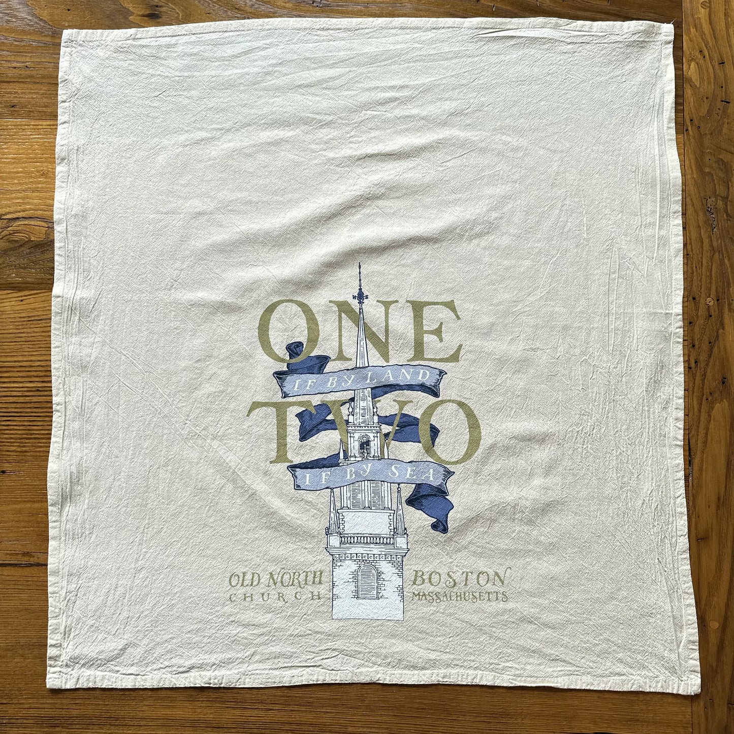 "One if by land" Tea towel celebrating the midnight ride of Paul Revere — Made in America