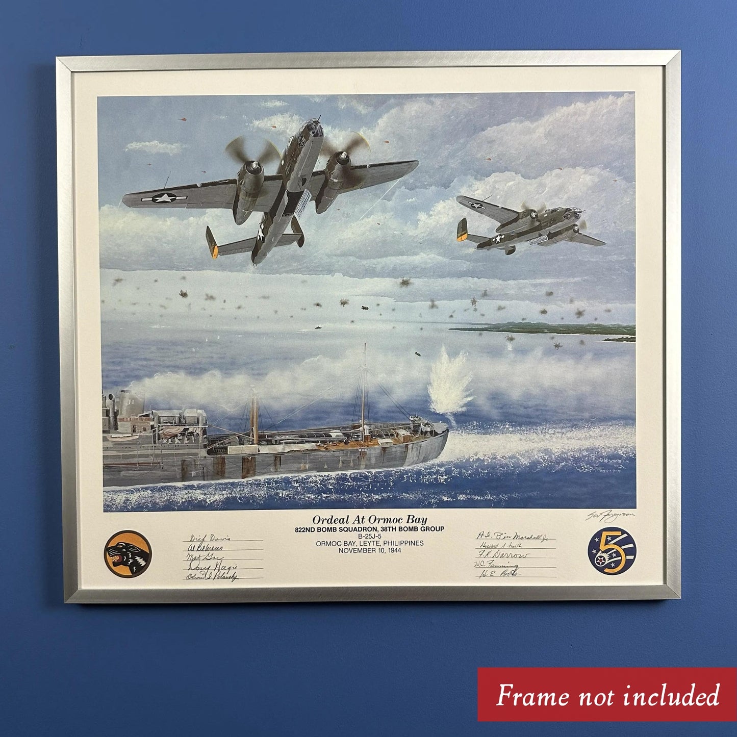 "Ordeal at Ormoc Bay" Limited edition print — Signed by the artist, Steve Ferguson and ten veterans from the squadron