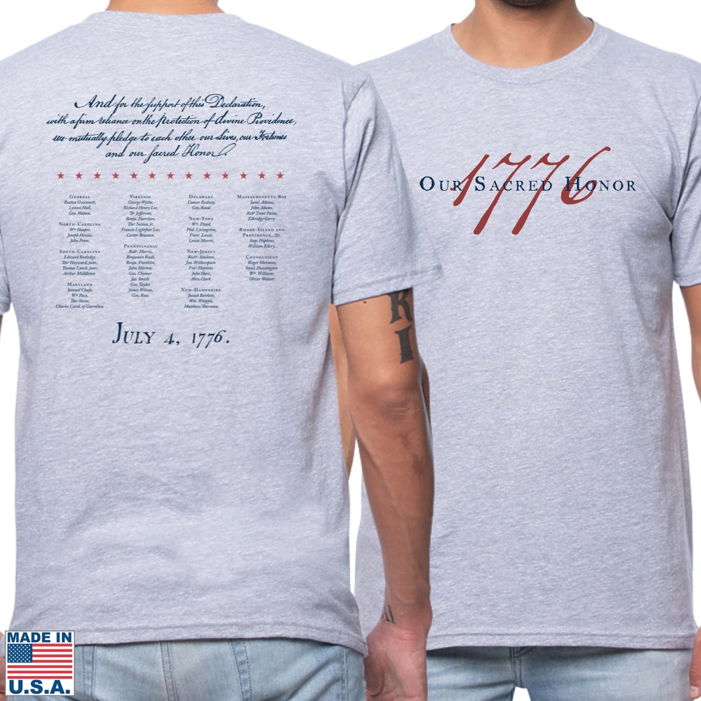 "Our Sacred Honor" Declaration of Independence 1776 Shirt — Made in America