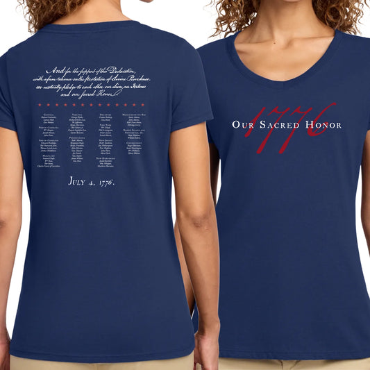 "Our Sacred Honor" Declaration of Independence 1776 Women's v-neck shirt