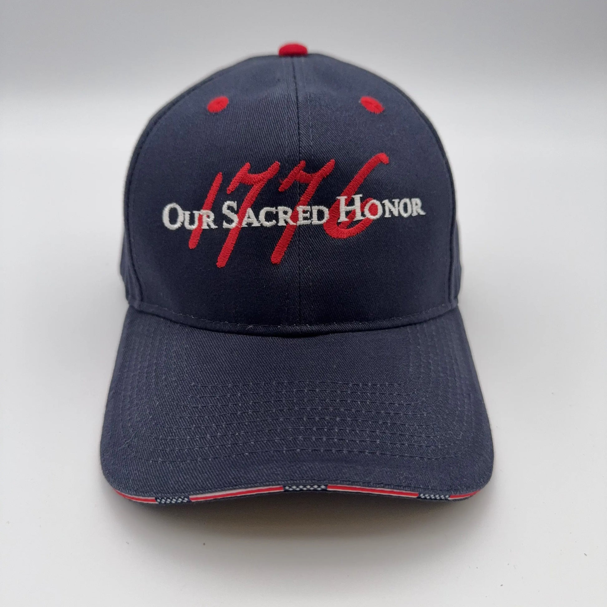 Navy Embroidered "Our Sacred Honor" Declaration of Independence 1776 cap from The History List Store