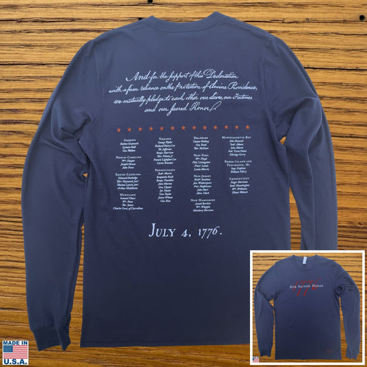 "Our Sacred Honor" Declaration of Independence 1776 Long-sleeved Shirt — Made in America
