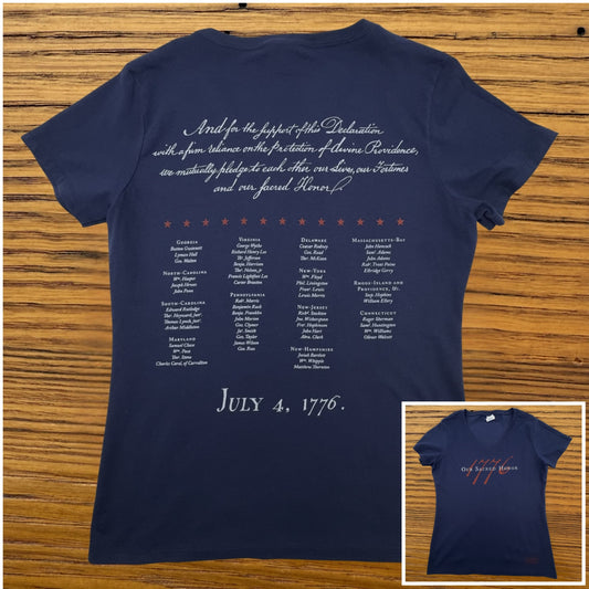 "Our Sacred Honor" Declaration of Independence 1776 Women's v-neck shirt