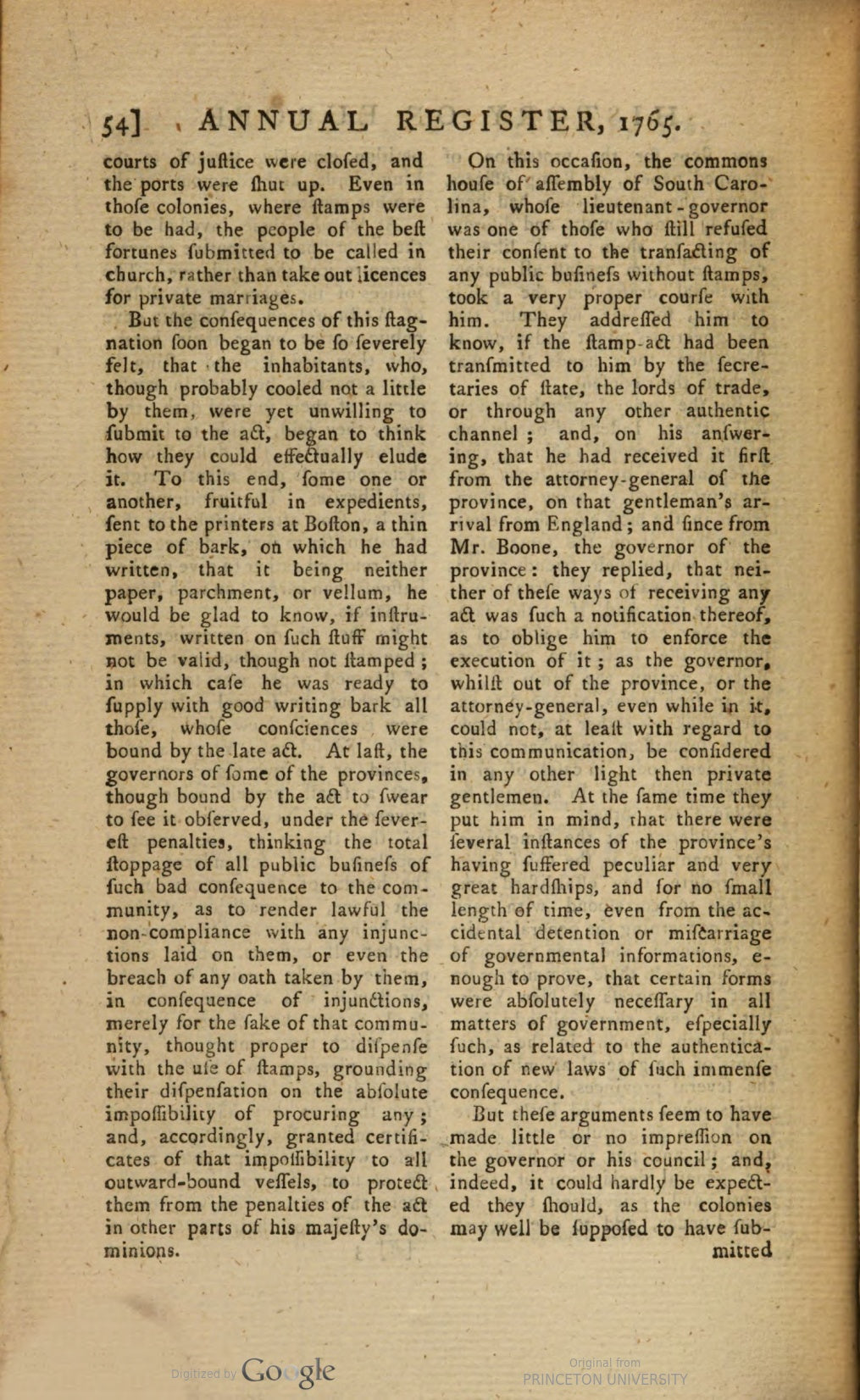 Annual Register for 1765 — Includes the passage and implementation of the Stamp Act