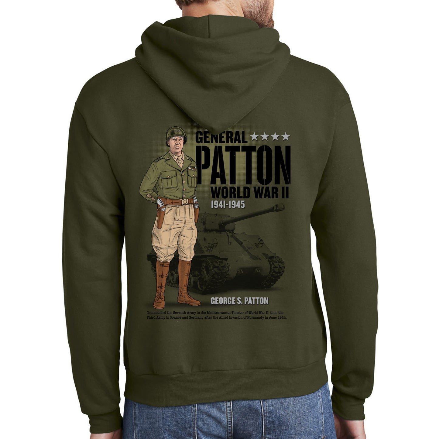 General George S. Patton  —  Our original design on a hooded sweatshirt