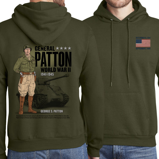 General George S. Patton  —  Our original design on a hooded sweatshirt