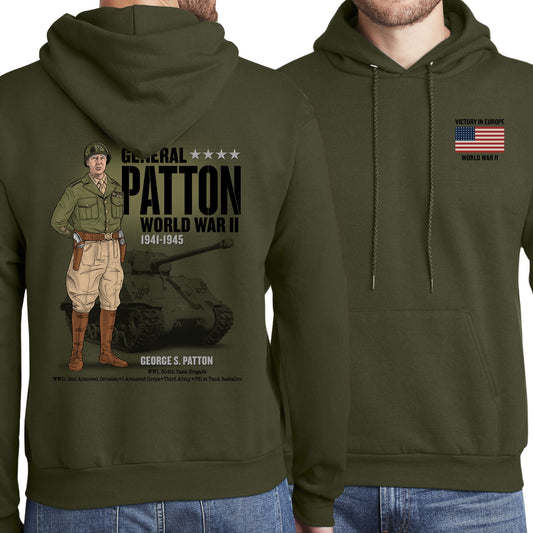 General George S. Patton  —  Our original design on a hooded sweatshirt from The History List store