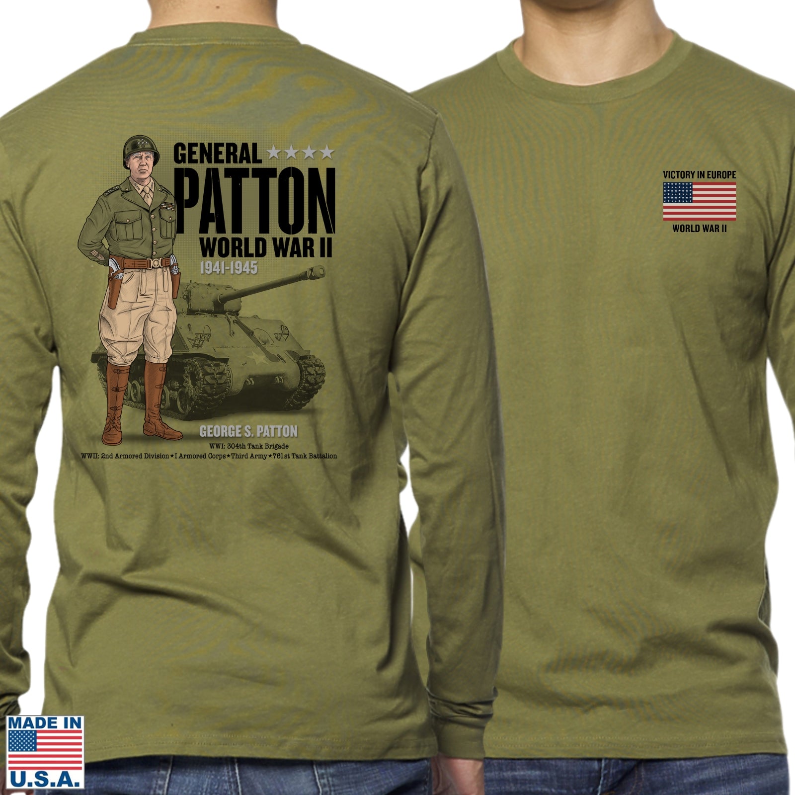General George S. Patton  —  Our original design on a Made in America Longsleeved shirt from Te History List store