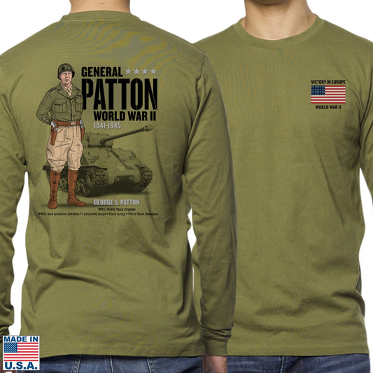 General George S. Patton  —  Our original design on a Made in America Longsleeved shirt from Te History List store