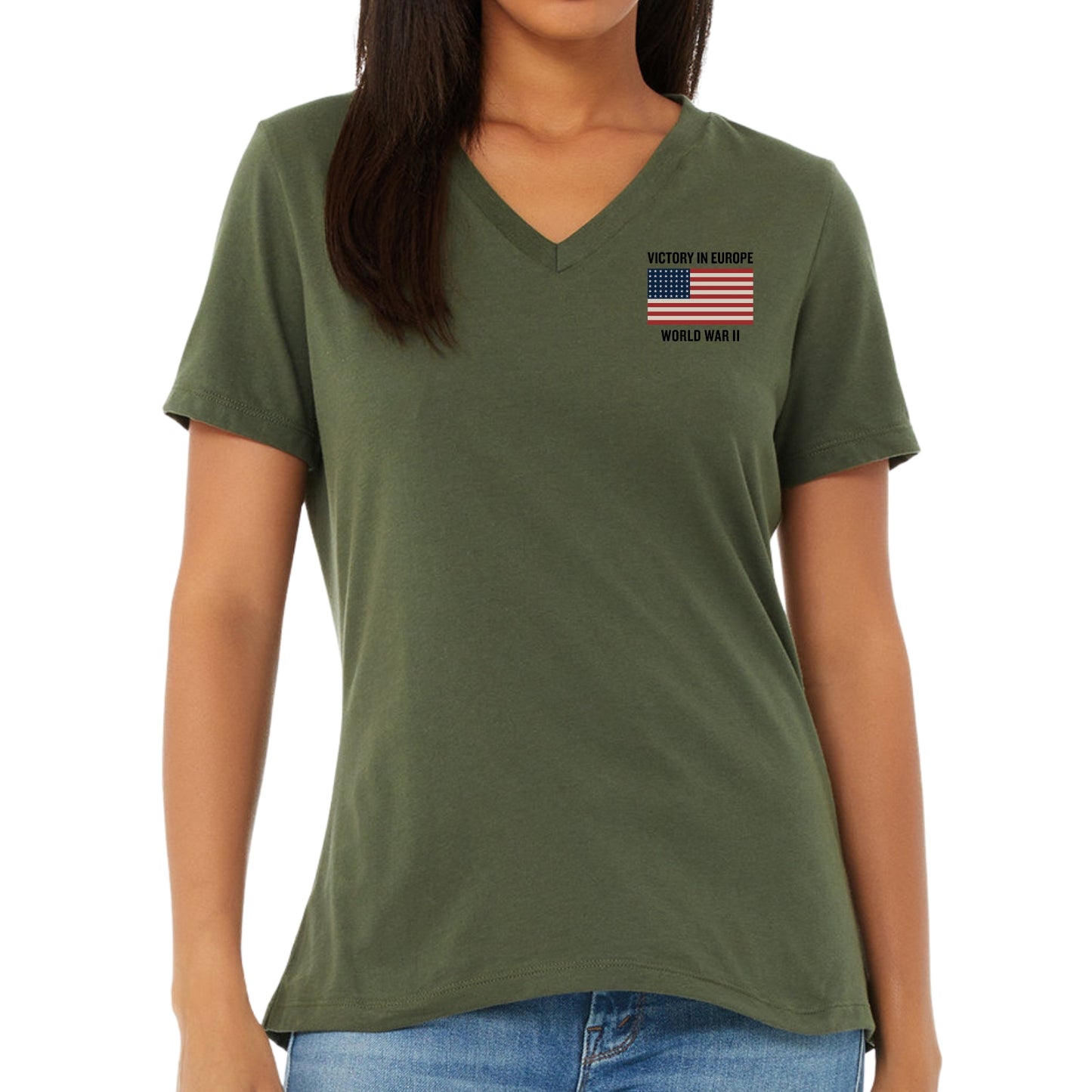 Front of General George S. Patton  —  Our original design on a women's v-neck from The History List store