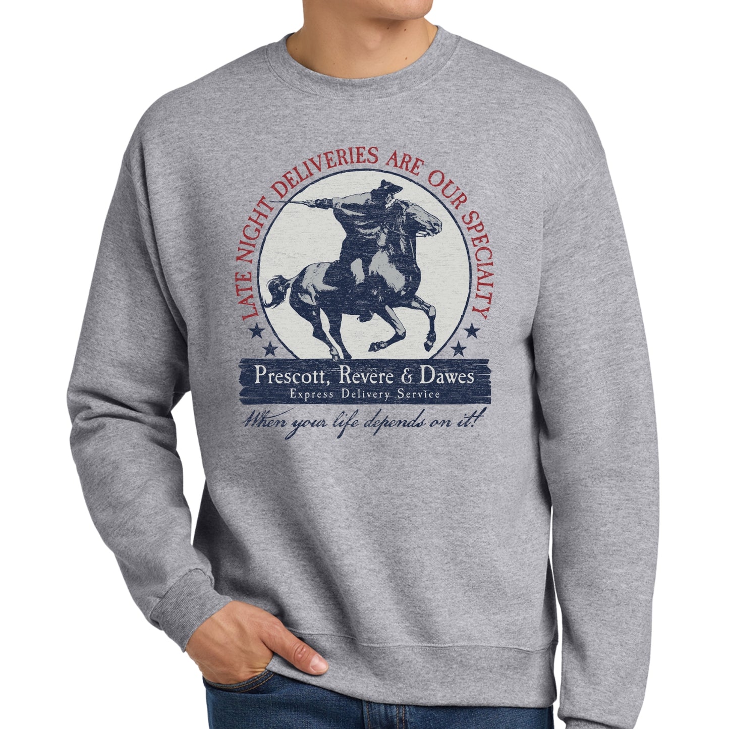 "Prescott, Revere, and Dawes Express Delivery Service" Crewneck sweatshirt