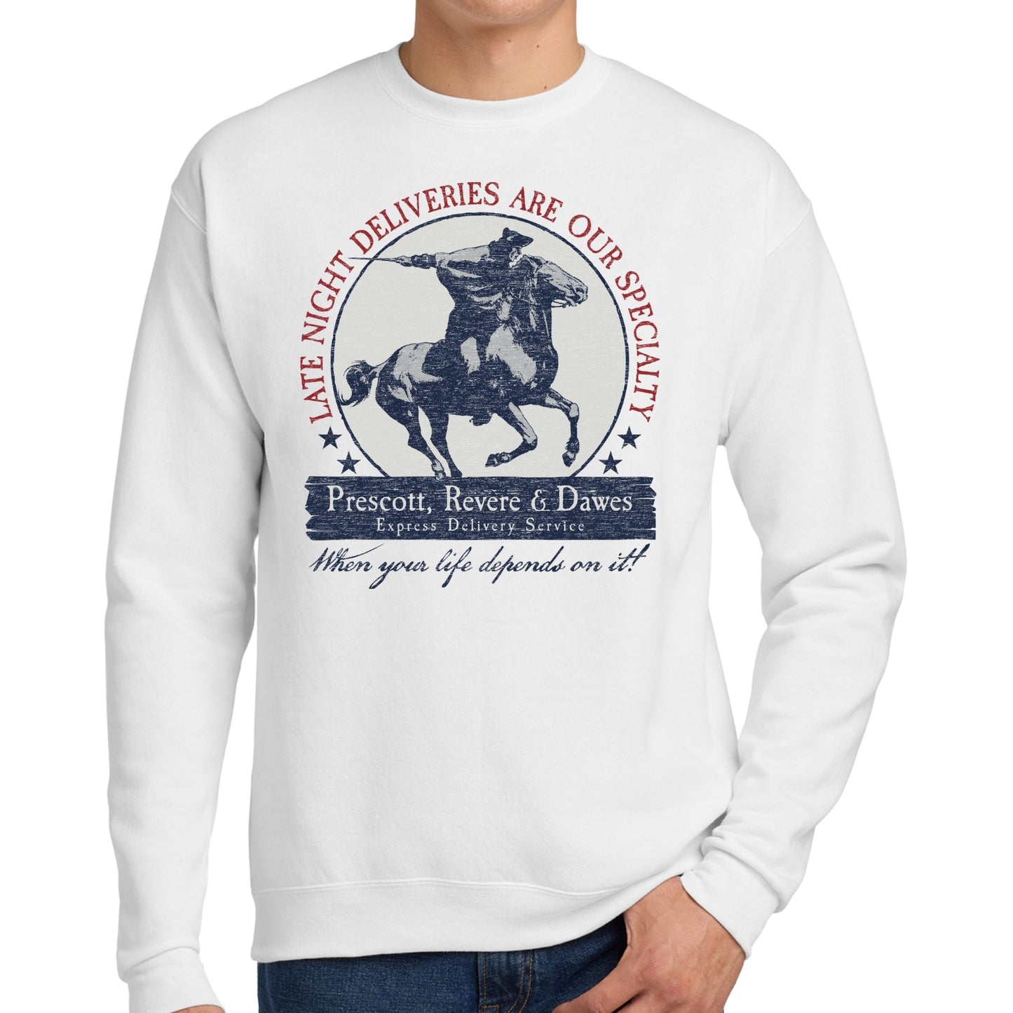 "Prescott, Revere, and Dawes Express Delivery Service" Crewneck sweatshirt