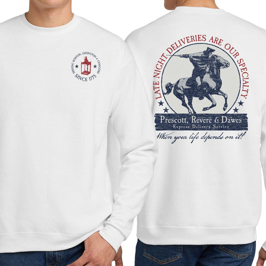 "Prescott, Revere, and Dawes Express Delivery Service" Crewneck sweatshirt