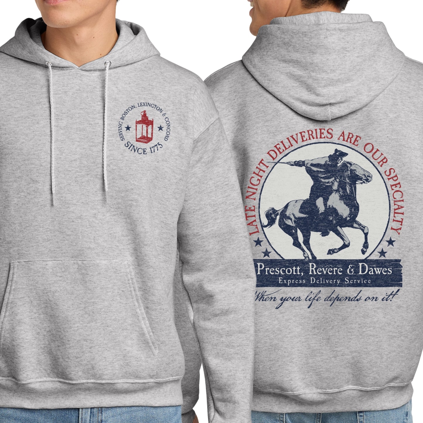 "Prescott, Revere & Dawes Express Delivery Service" Hooded sweatshirt