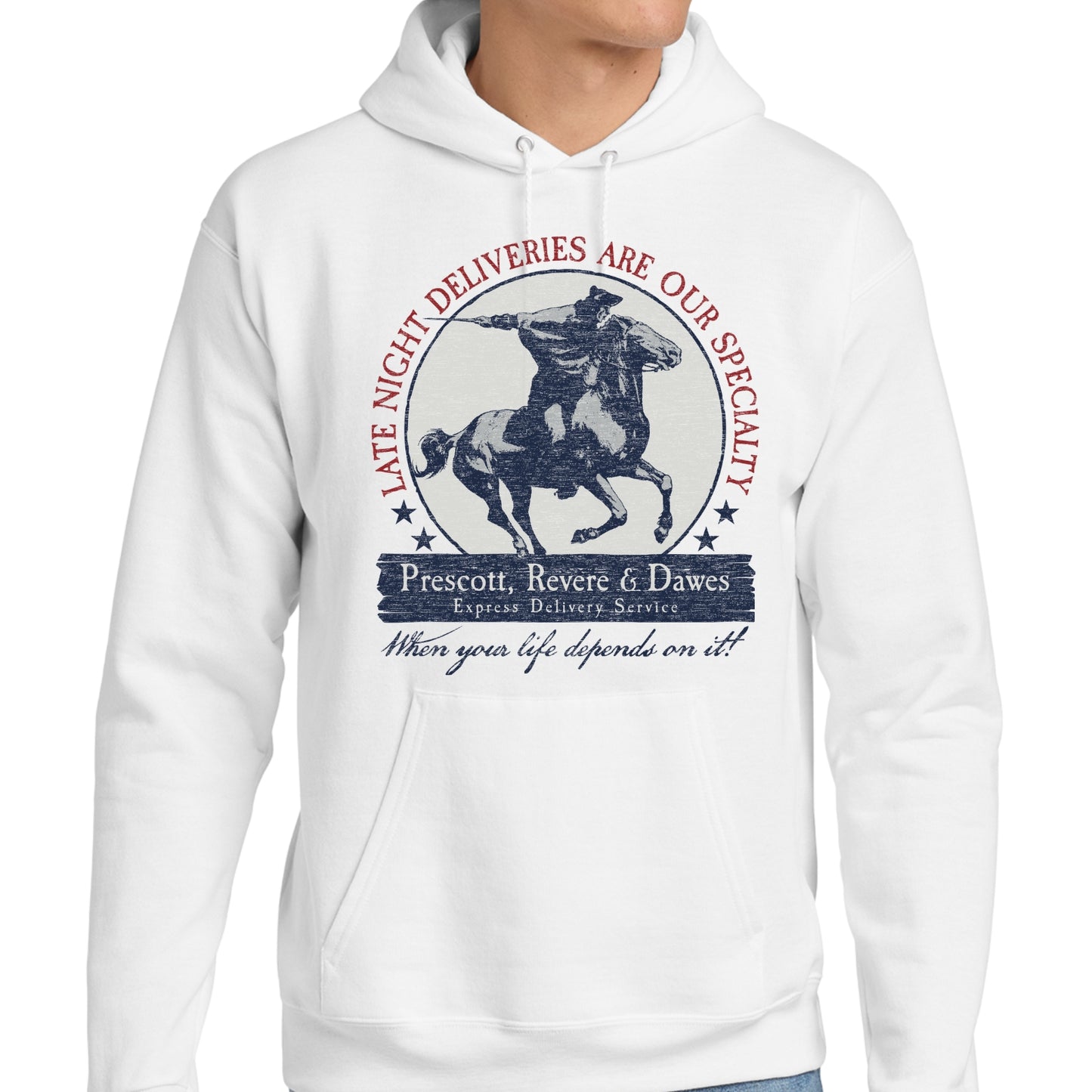 "Prescott, Revere & Dawes Express Delivery Service" Hooded sweatshirt