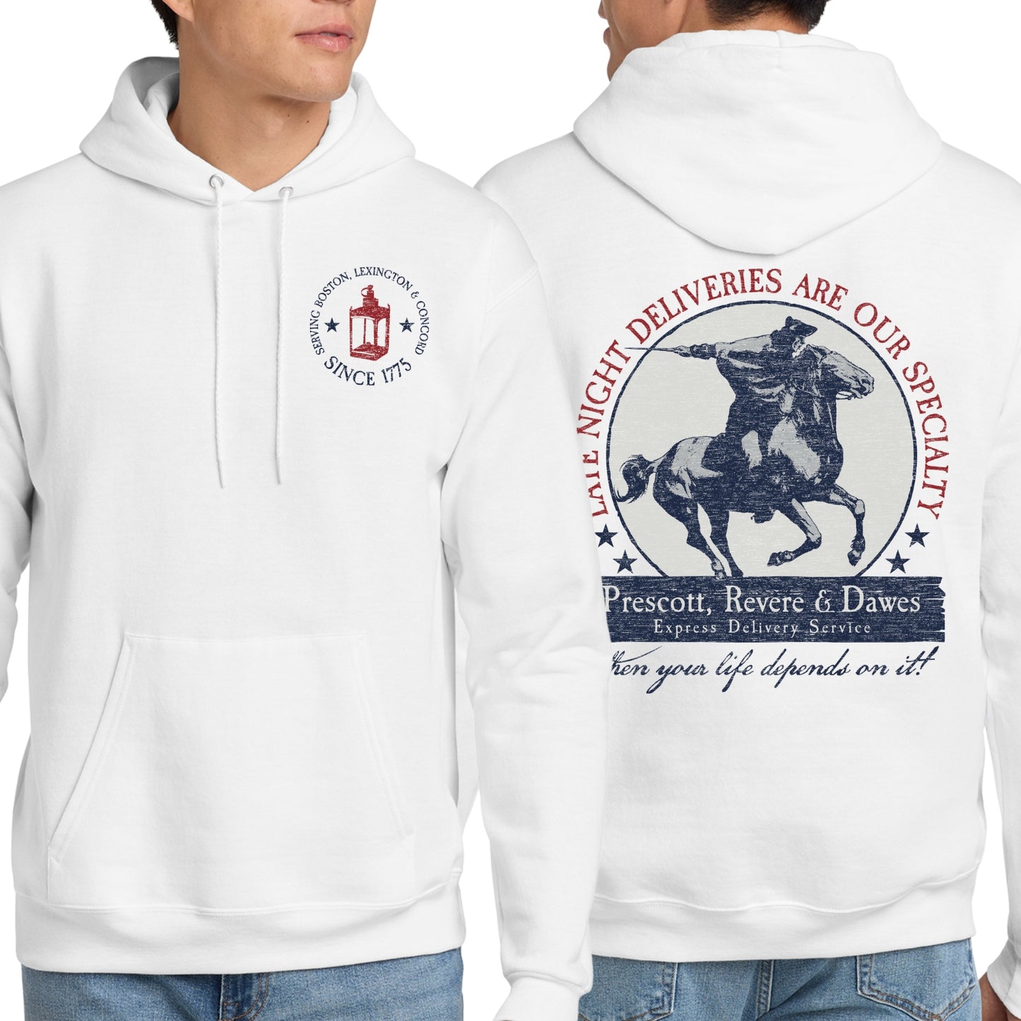 "Prescott, Revere & Dawes Express Delivery Service" Hooded sweatshirt