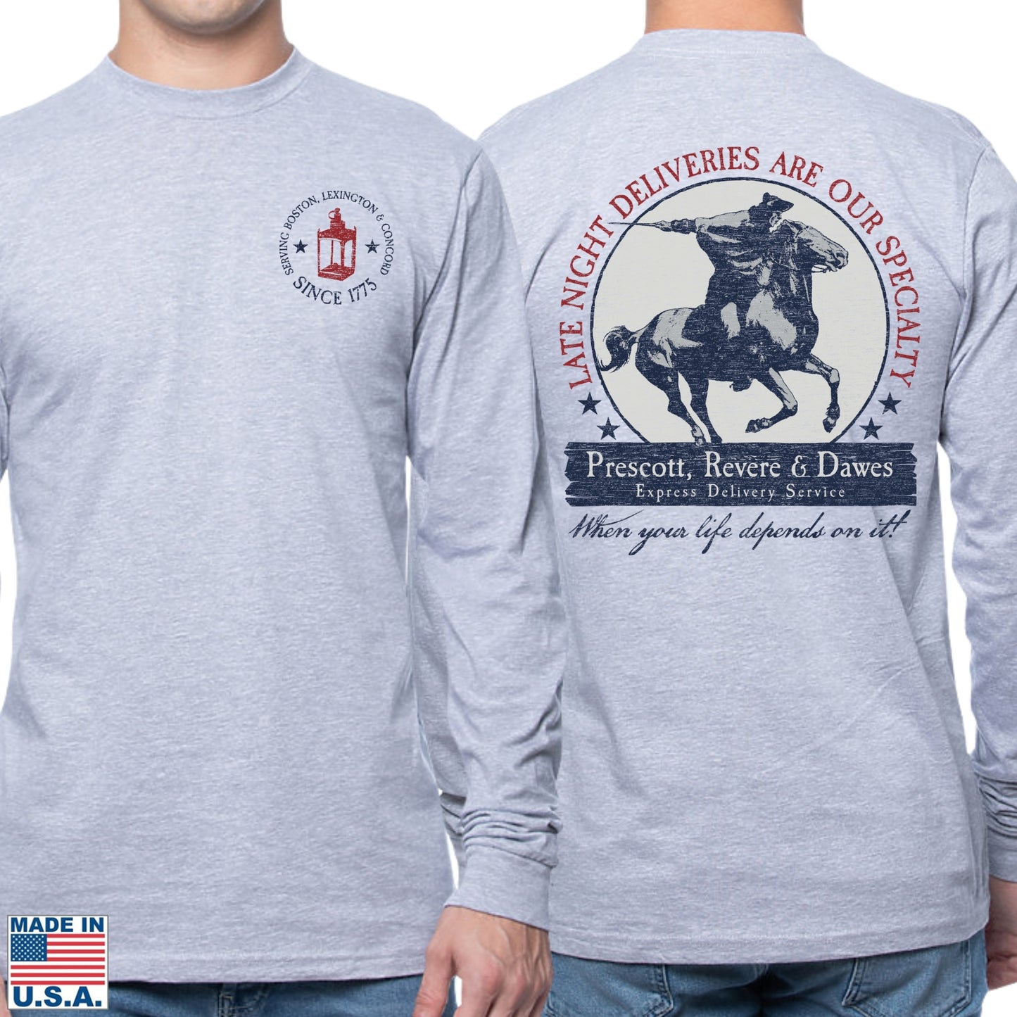 "Prescott, Revere, and Dawes Express Delivery Service" Made in America Long-sleeved shirt