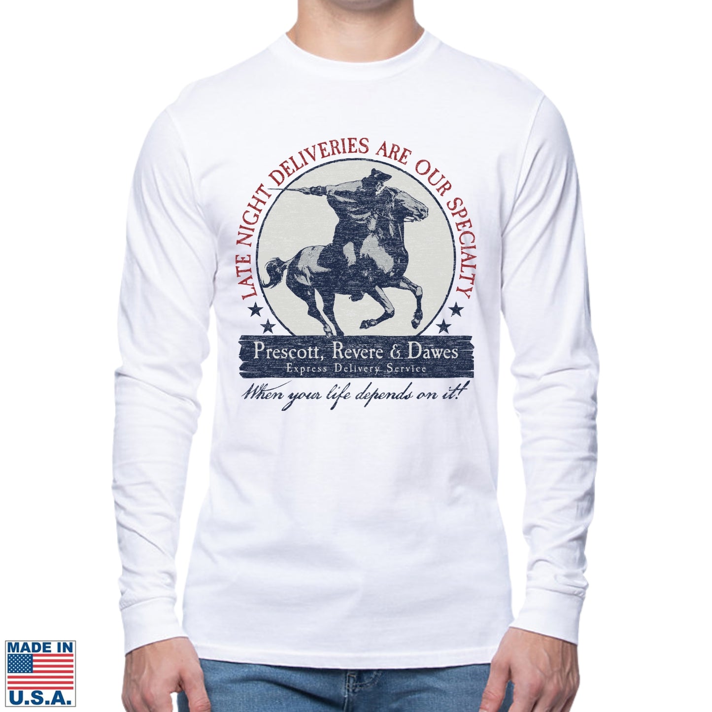 "Prescott, Revere, and Dawes Express Delivery Service" Made in America Long-sleeved shirt