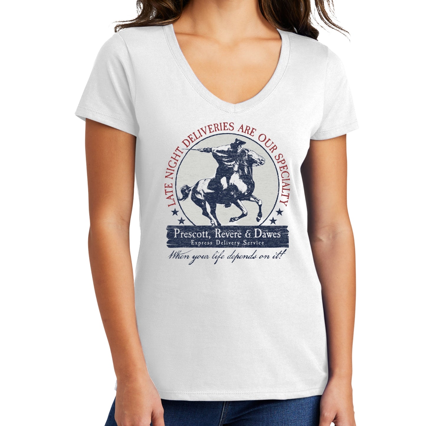 "Prescott, Revere, and Dawes Express Delivery Service" Women's v-neck shirt