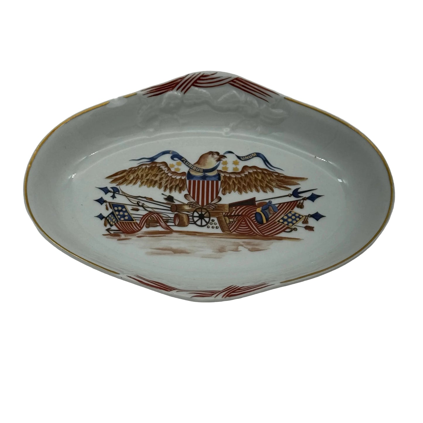 Small dish with eagle with shield and banner