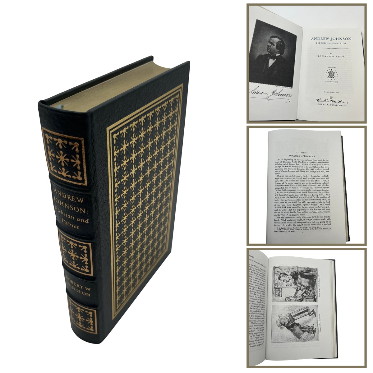 "Andrew Johnson: Plebeian and Patriot" by Robert W Winston - Leather-bound, gilt-edged Easton Press edition