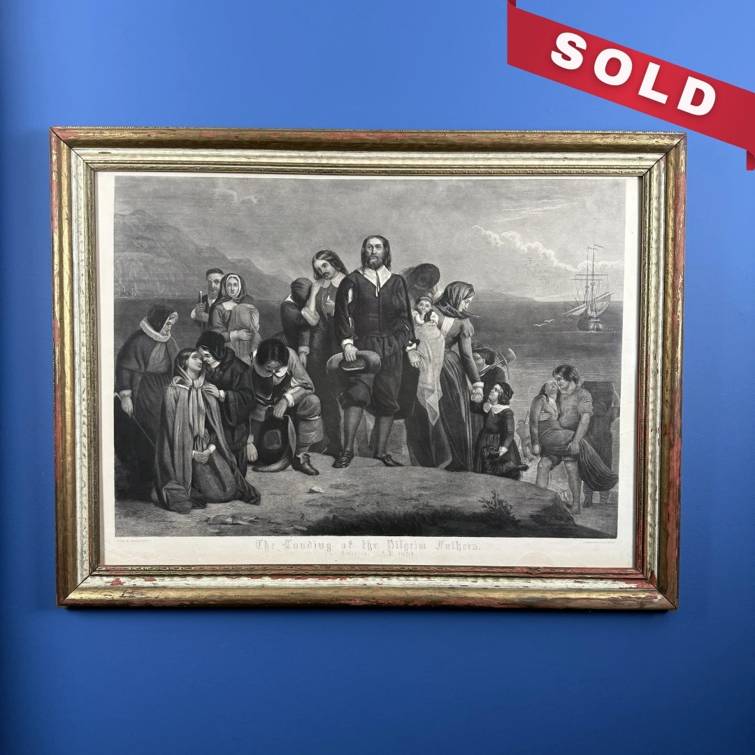 The First Landing of the Pilgrims - Large framed print — Extraordinary quality — c1850