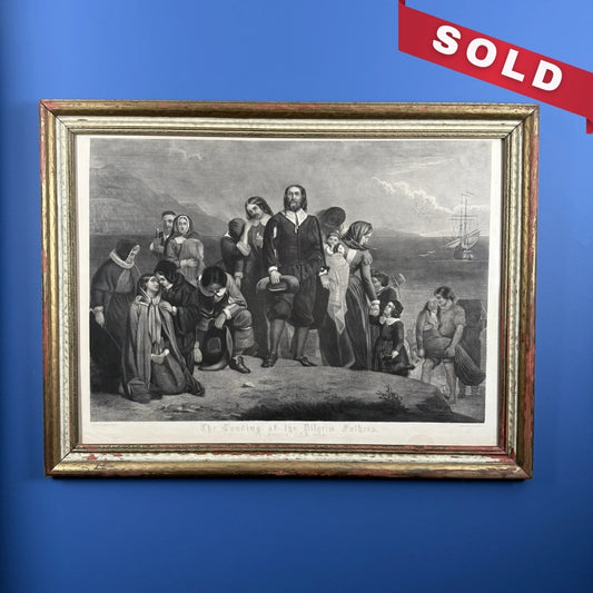 The First Landing of the Pilgrims - Large framed print — Extraordinary quality — c1850