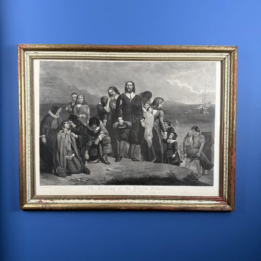 The First Landing of the Pilgrims - Large framed print — Extraordinary quality — c1850