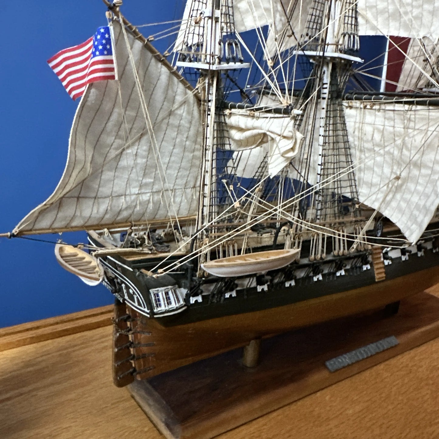 USS Constitution Models—Enclosed in glass with a custom built display table