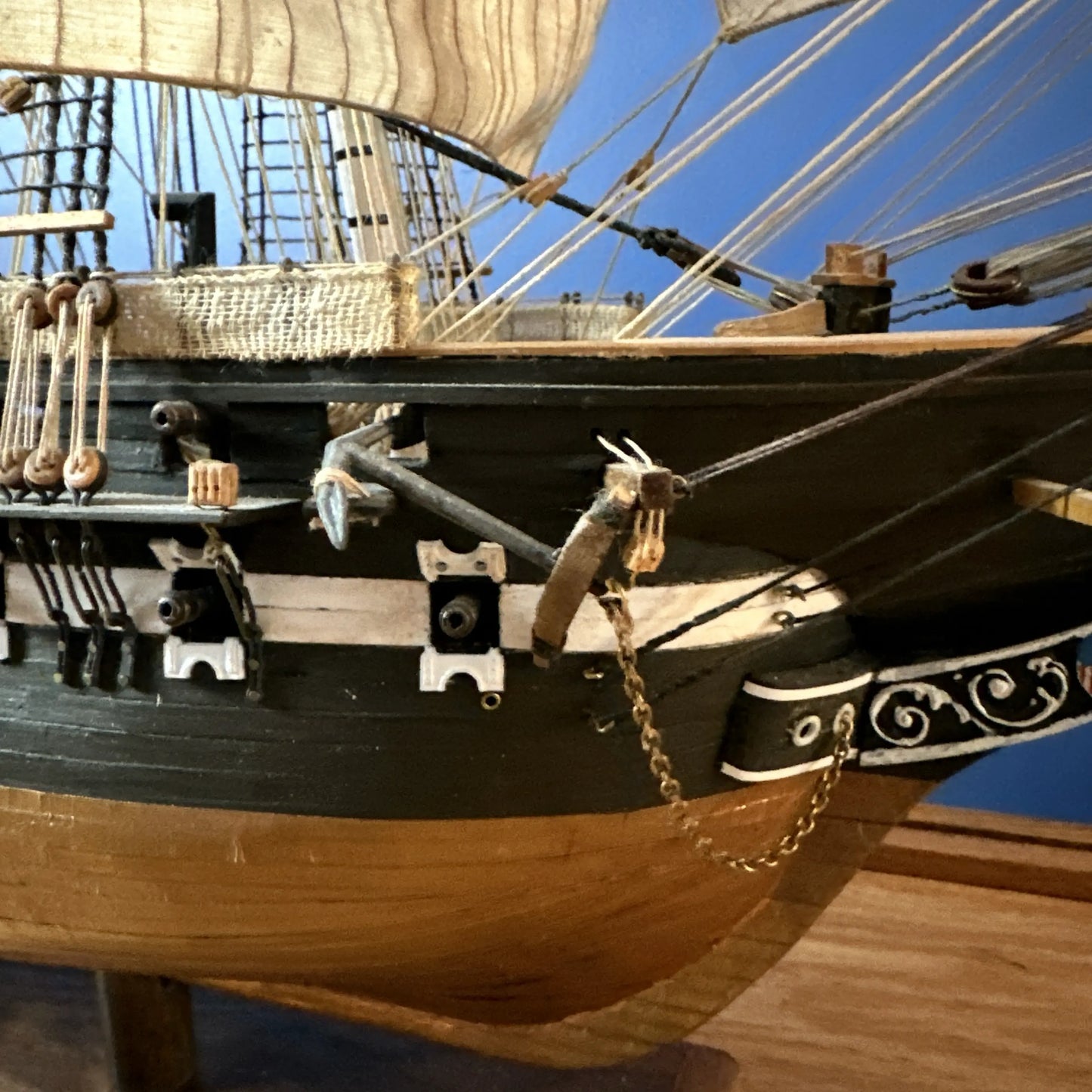 USS Constitution Models—Enclosed in glass with a custom built display table