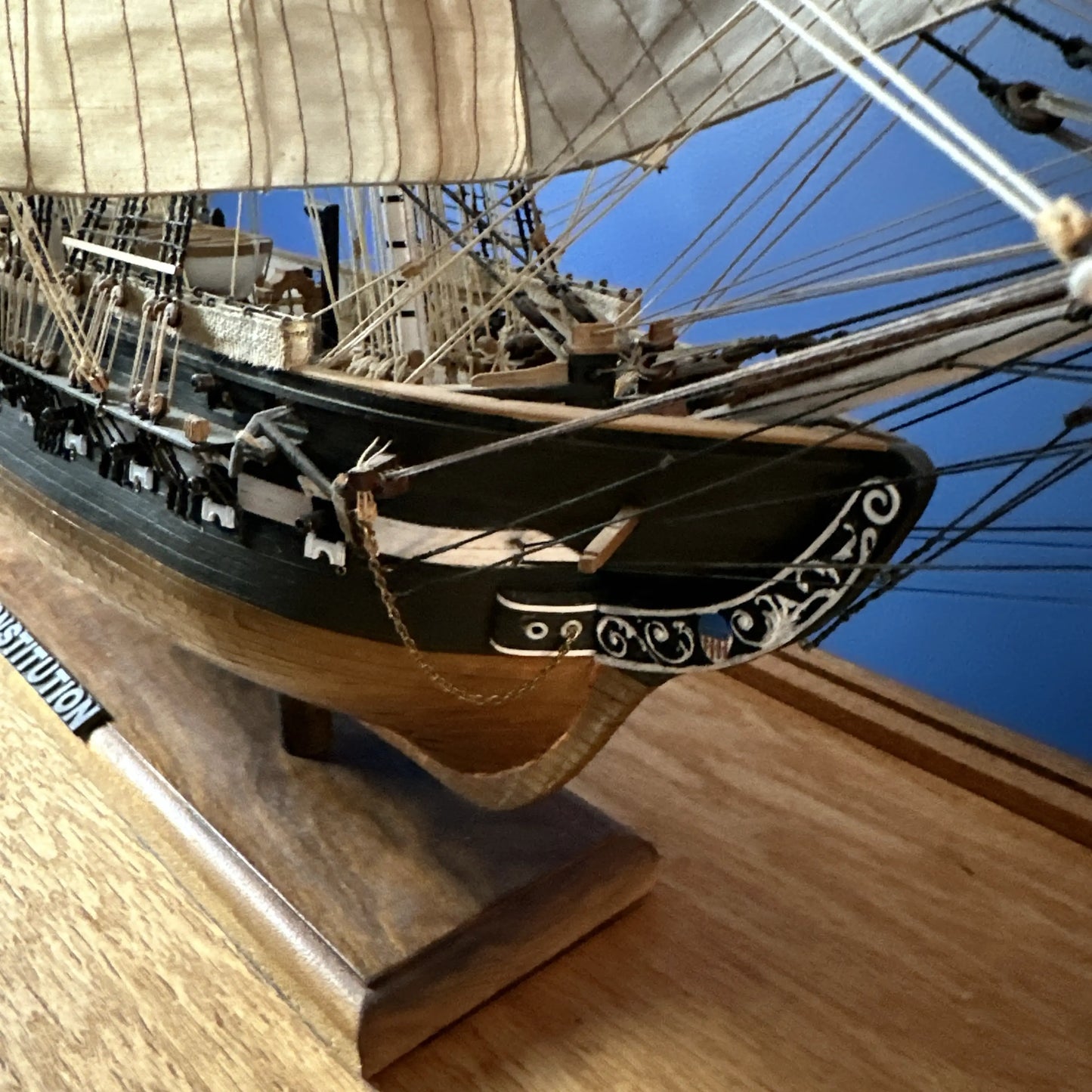 USS Constitution Models—Enclosed in glass with a custom built display table