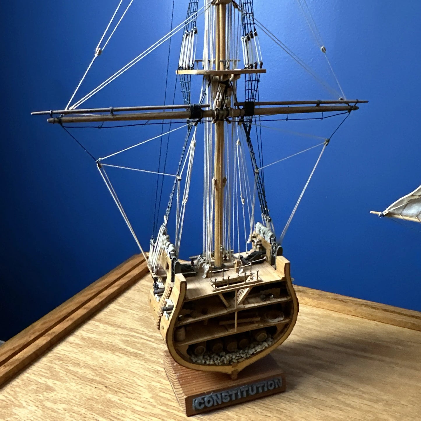 USS Constitution Models—Enclosed in glass with a custom built display table