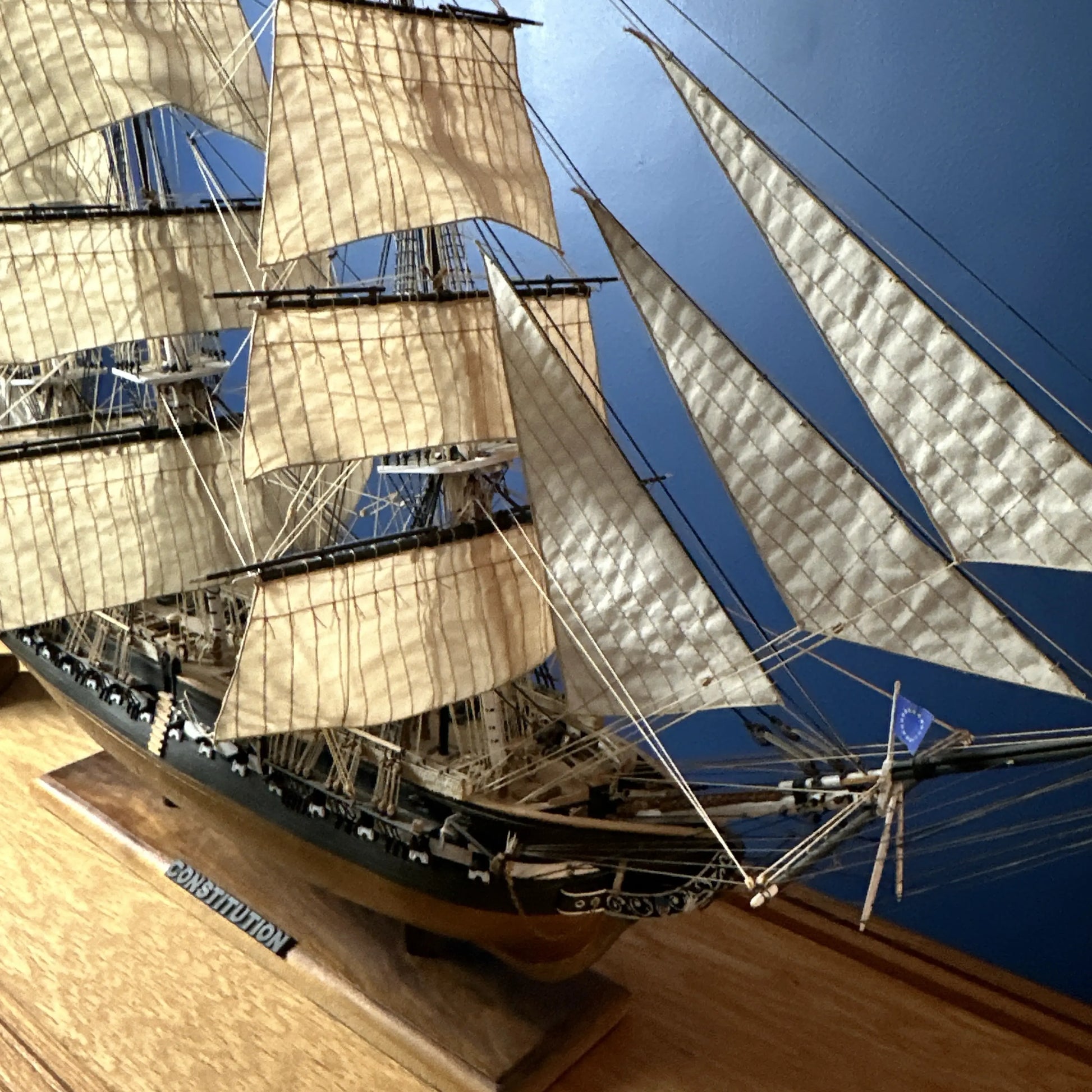 USS Constitution Models—Enclosed in glass with a custom built display ...