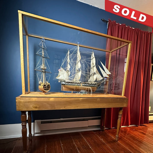 USS Constitution Models—Enclosed in glass with a custom built display table