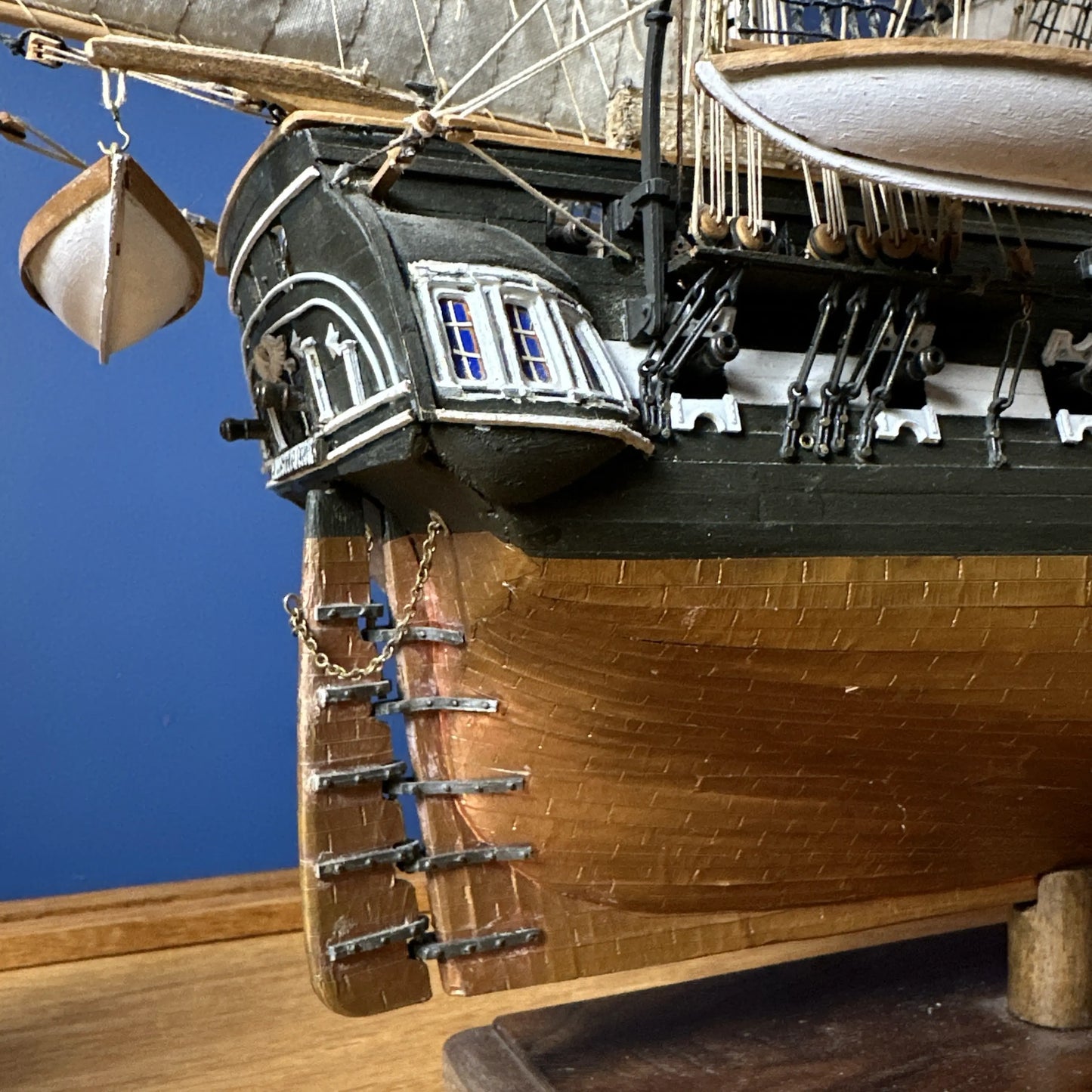 USS Constitution Models—Enclosed in glass with a custom built display table