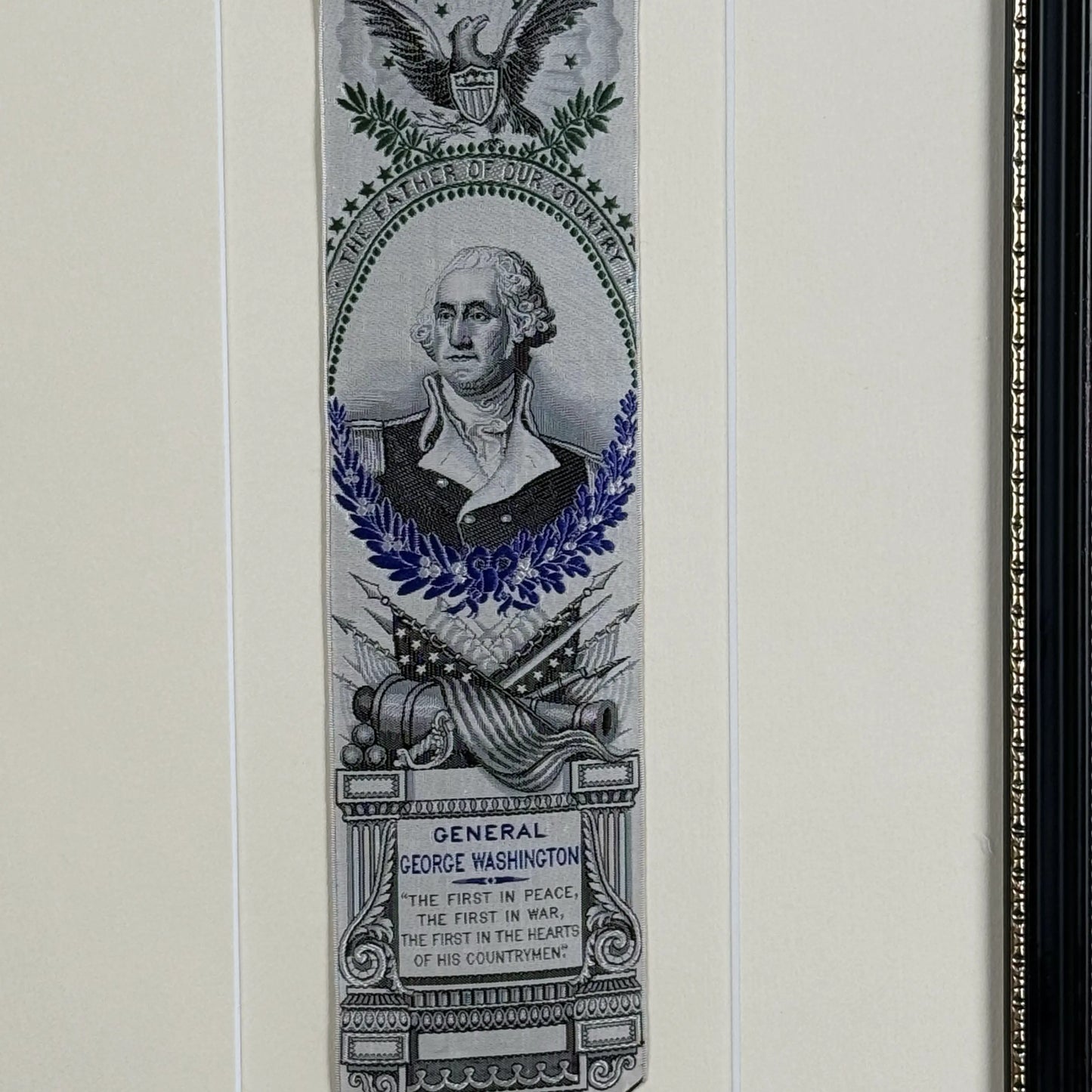 "George Washington - The Father of our Country" Stevengraph — Matted and framed