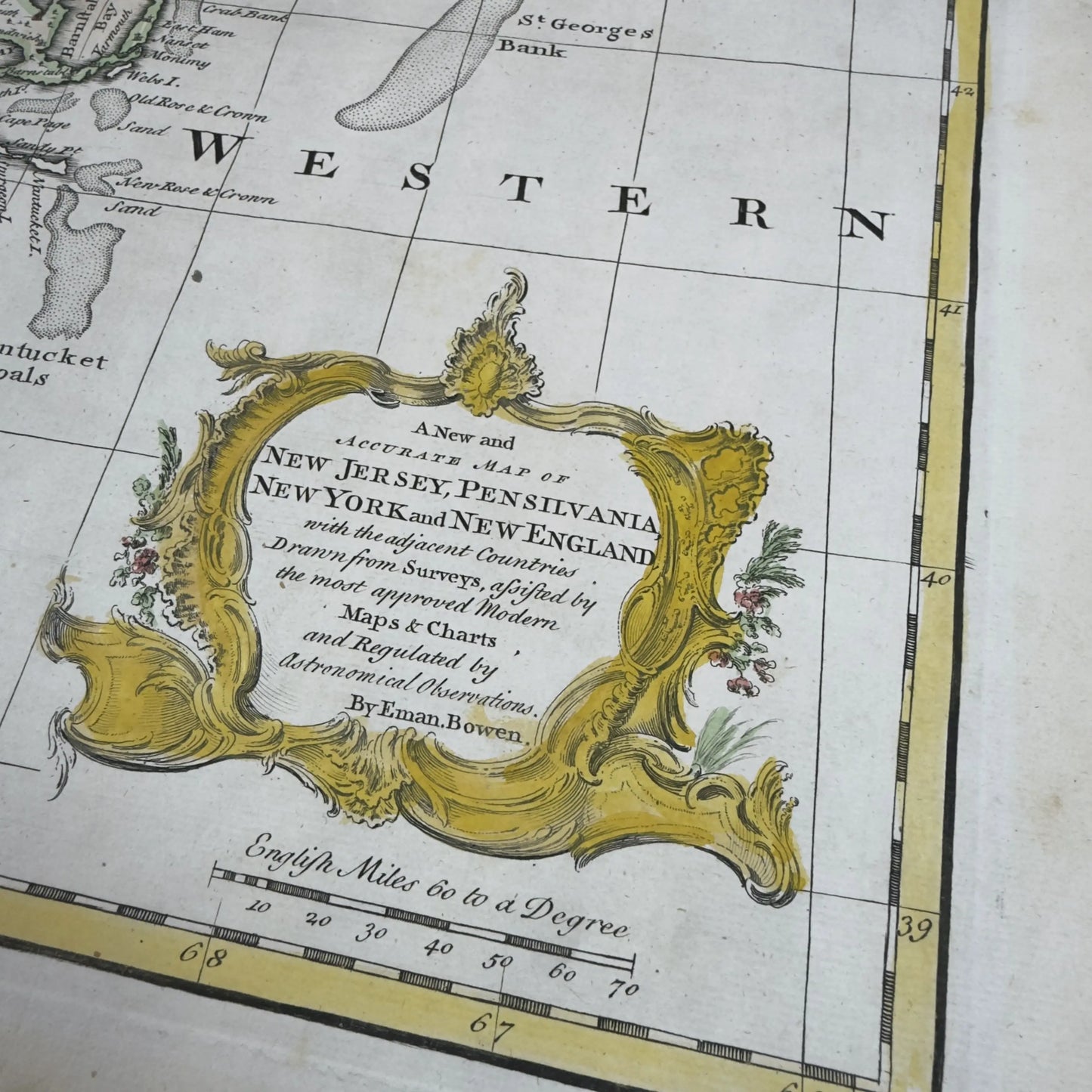 1747 "A New and Accurate Map of New Jersey" by Emanuel Bowen