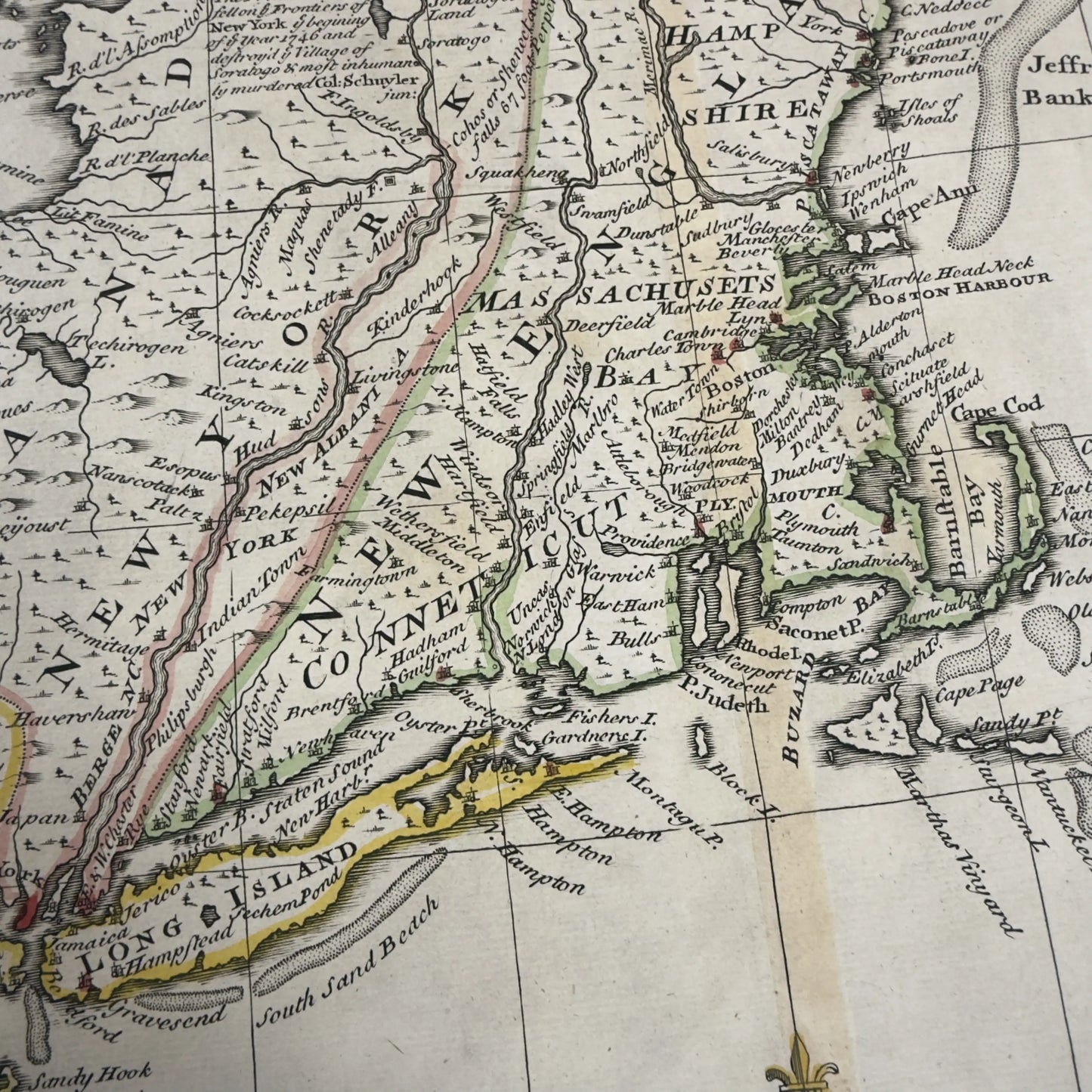 1747 "A New and Accurate Map of New Jersey" by Emanuel Bowen