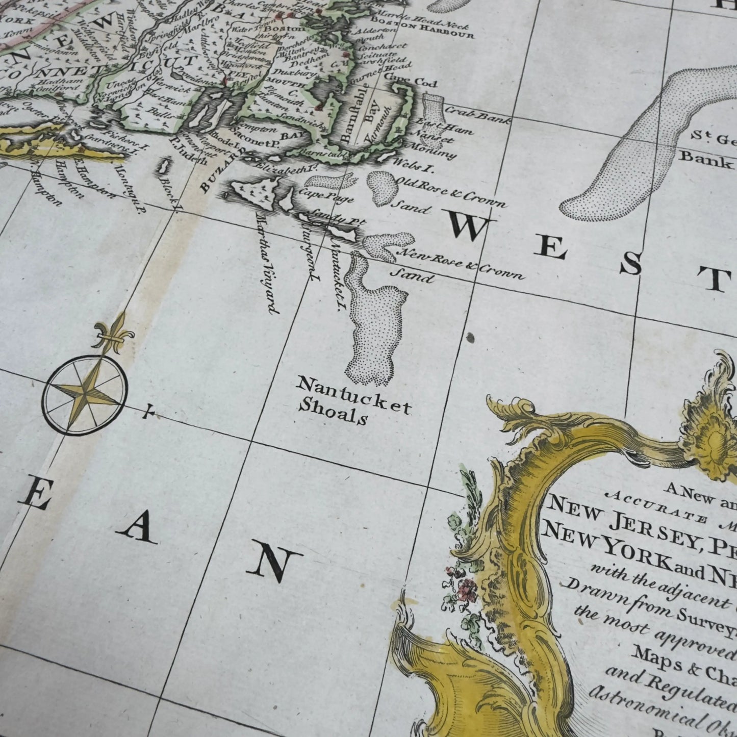 1747 "A New and Accurate Map of New Jersey" by Emanuel Bowen