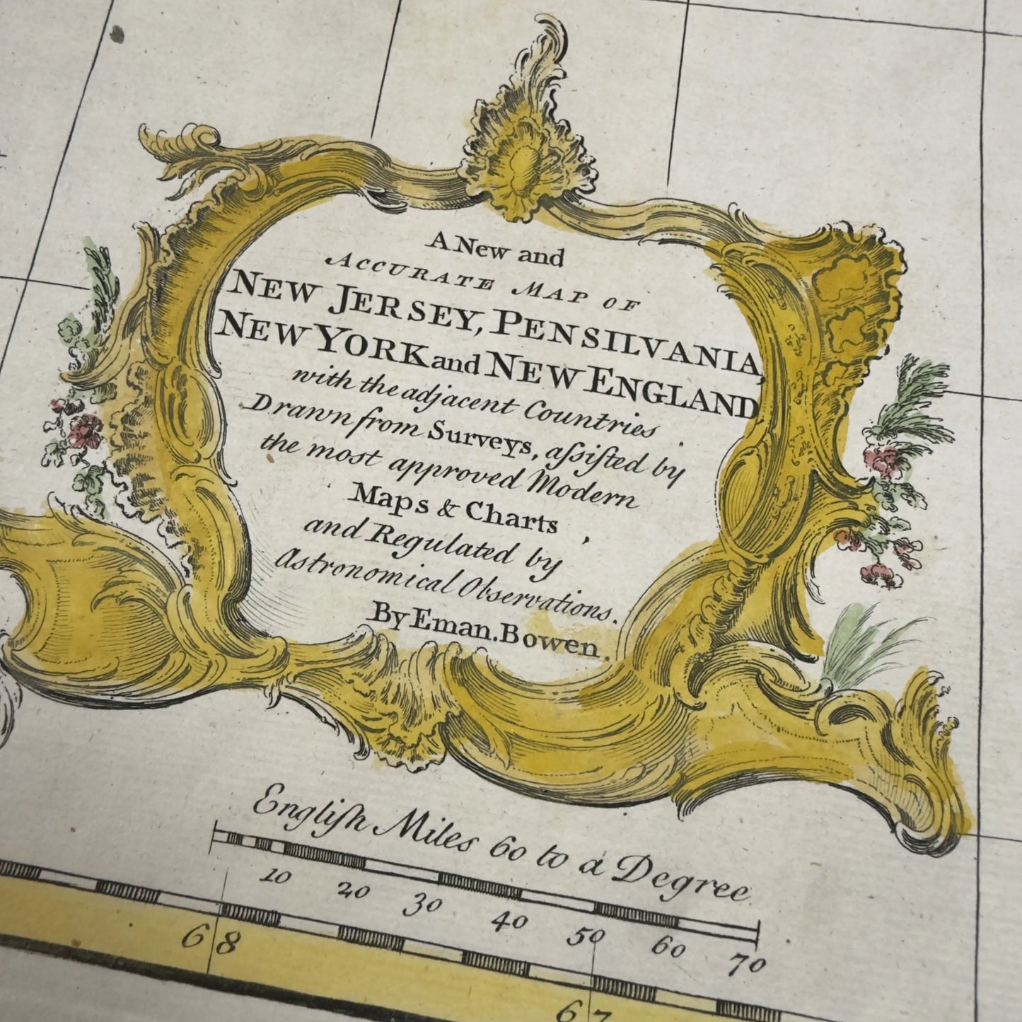 1747 "A New and Accurate Map of New Jersey" by Emanuel Bowen