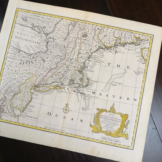1747 "A New and Accurate Map of New Jersey" by Emanuel Bowen