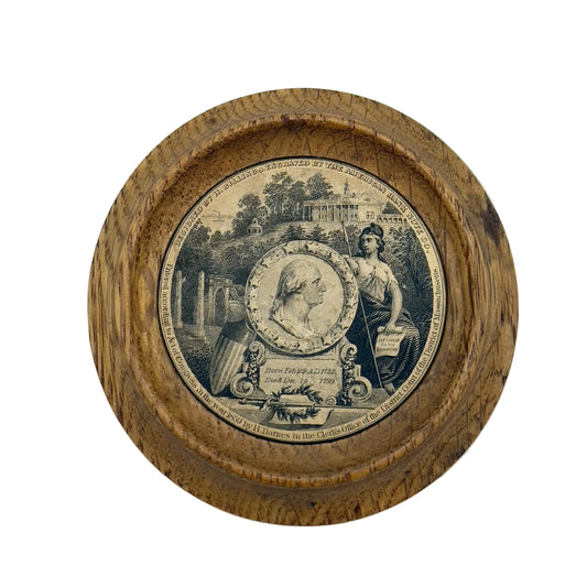 Memorial Engraving of George Washington with wood grown at Mount Vernon — 1859