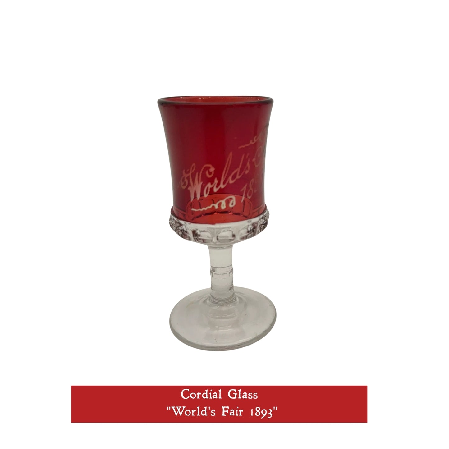 1893 World’s Fair Columbian Exposition Ruby-Dipped Hand-Engraved Glassware