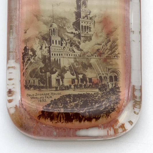World’s Fair 1893 Columbian Exposition Paperweights — Cold Storage House Fire