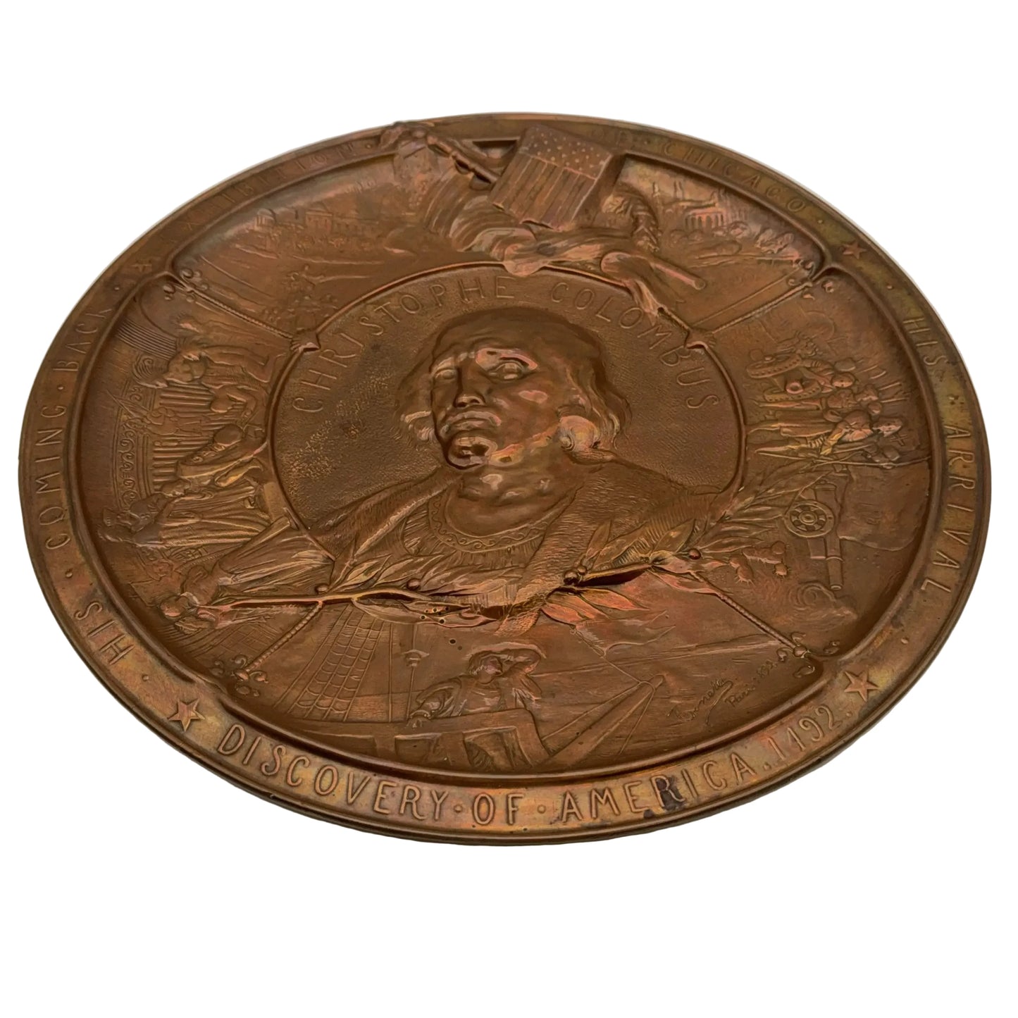 World’s Fair 1893 Columbian Exposition Large Copper Medallion