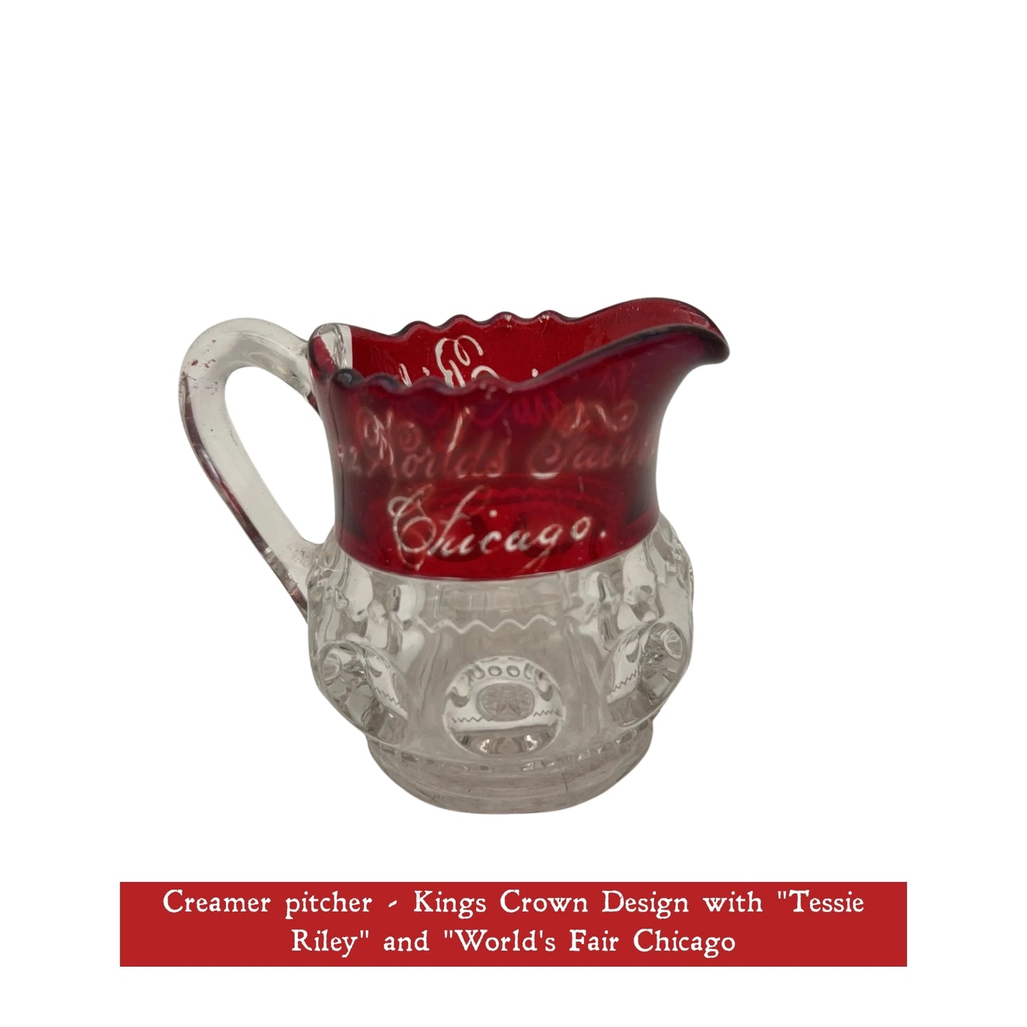 1893 World’s Fair Columbian Exposition Ruby-Dipped Hand-Engraved Glassware