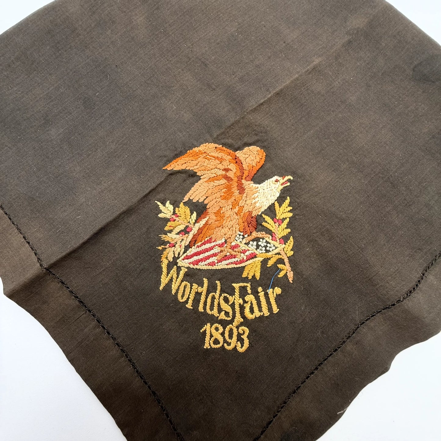 World’s Fair 1893 Columbian Exposition Embroidered Silk Handkerchiefs