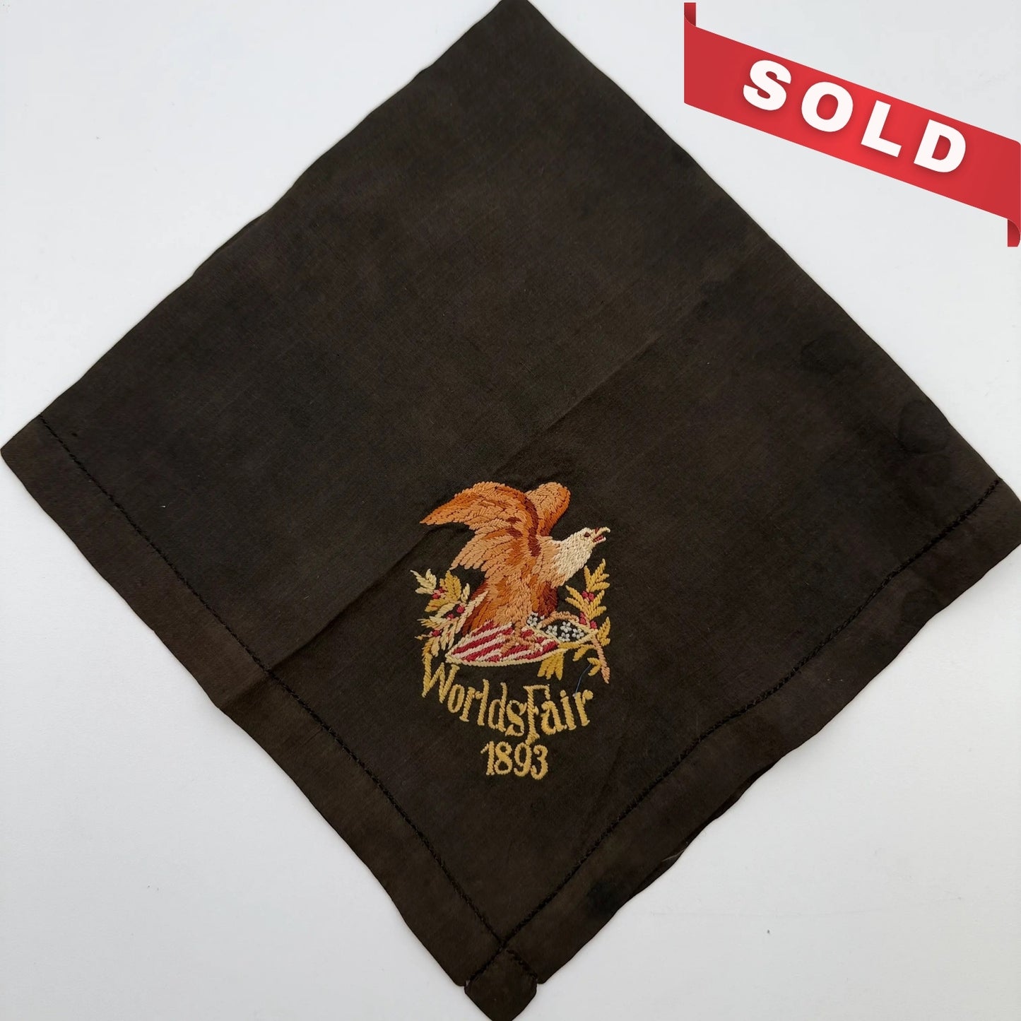 World’s Fair 1893 Columbian Exposition Embroidered Silk Handkerchiefs