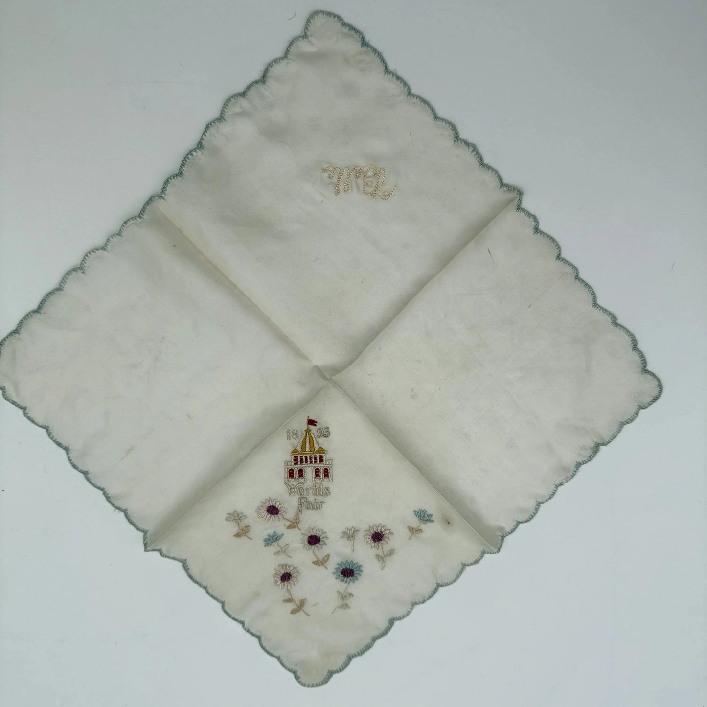World’s Fair 1893 Columbian Exposition Embroidered Silk Handkerchiefs